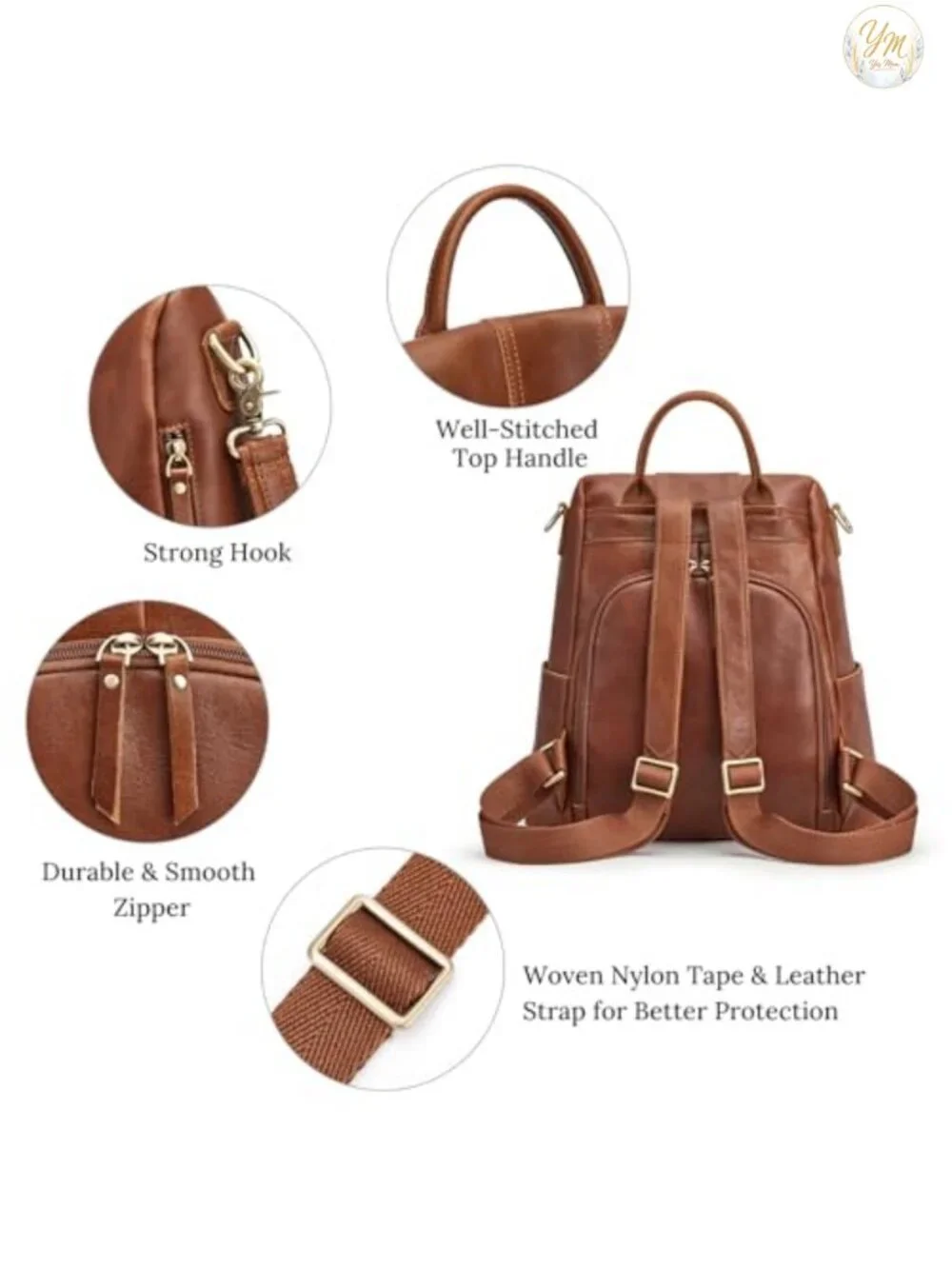 Genuine Leather Backpack Purse Anti-Theft Rucksack Shoulder Bag Medium
